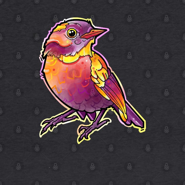 watercolor bird, cute and colorful by weilertsen